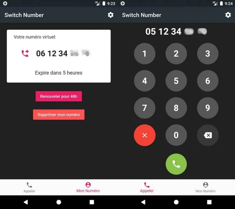 Un écran de téléphone avec un numéro de téléphone et un numéro de téléphone.