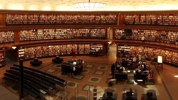 Une grande bibliothèque contenant de nombreux livres.