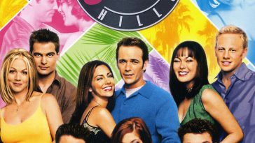 Une affiche pour l'émission de télévision "Beverly Hills 90210".