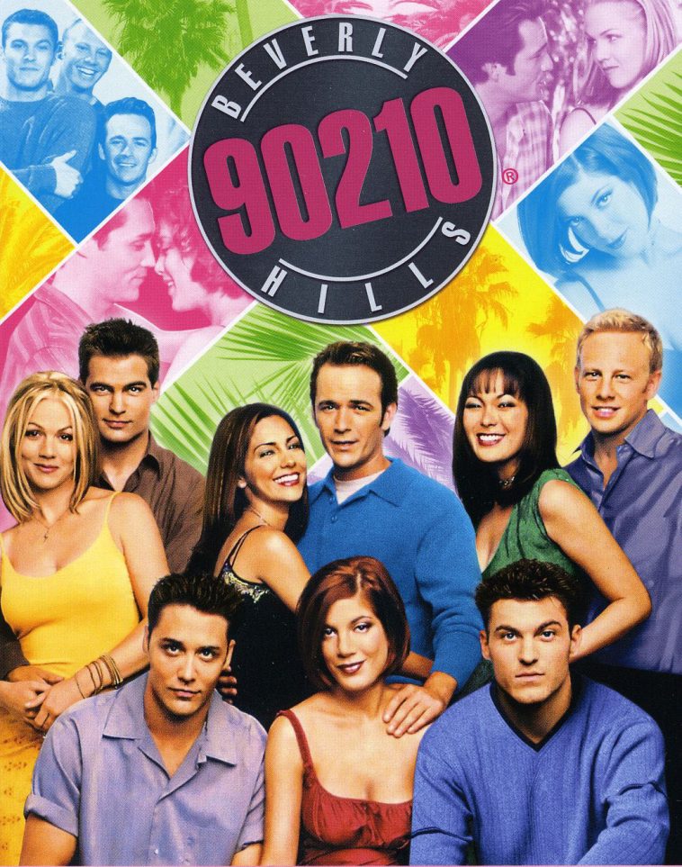 Une affiche pour l'émission de télévision "Beverly Hills 90210".