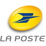 Le logo de la poste sur fond noir.