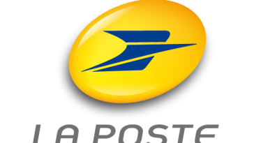 Le logo de la poste sur fond noir.