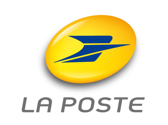 Le logo de la poste sur fond noir.